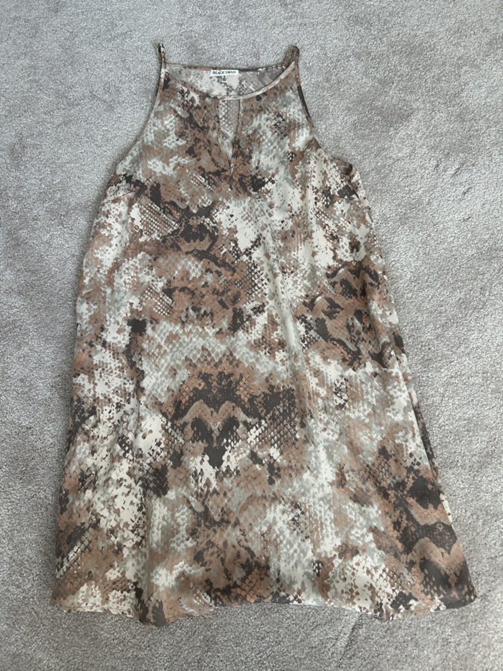 Snake Print Halter Shift Dress in Mauve & Cream